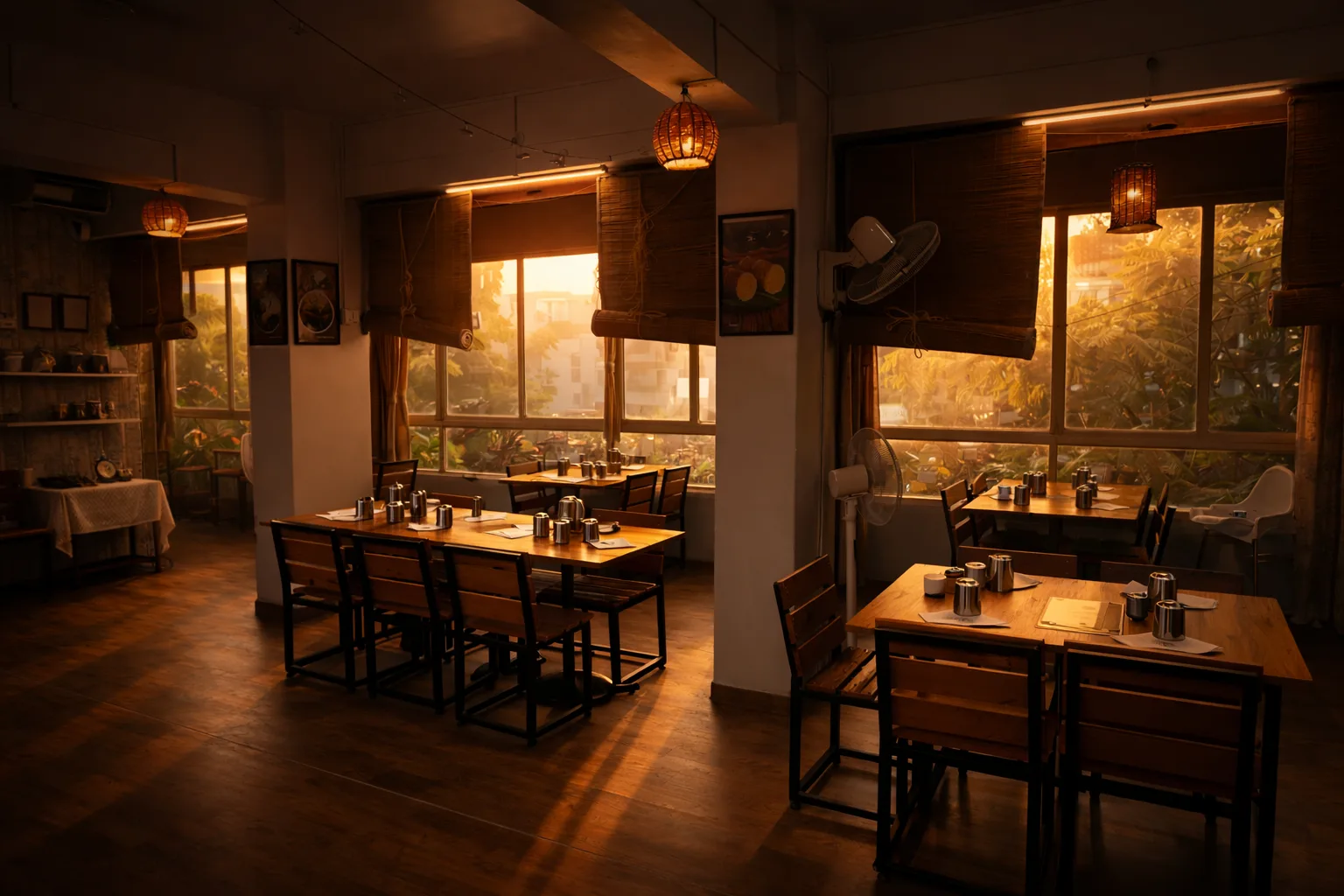 Bhoomi's warmly lit dining space in Kothrud